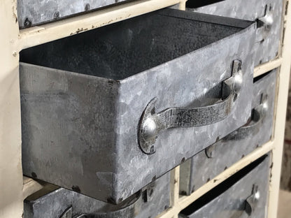 Industrial Free Standing 2' Distressed Metal Chest Of 14 Drawers Useful Cream