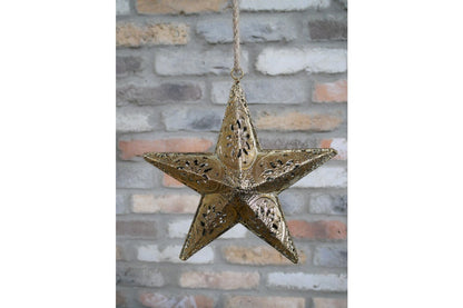 Large Gold Painted Metal Star 26cm