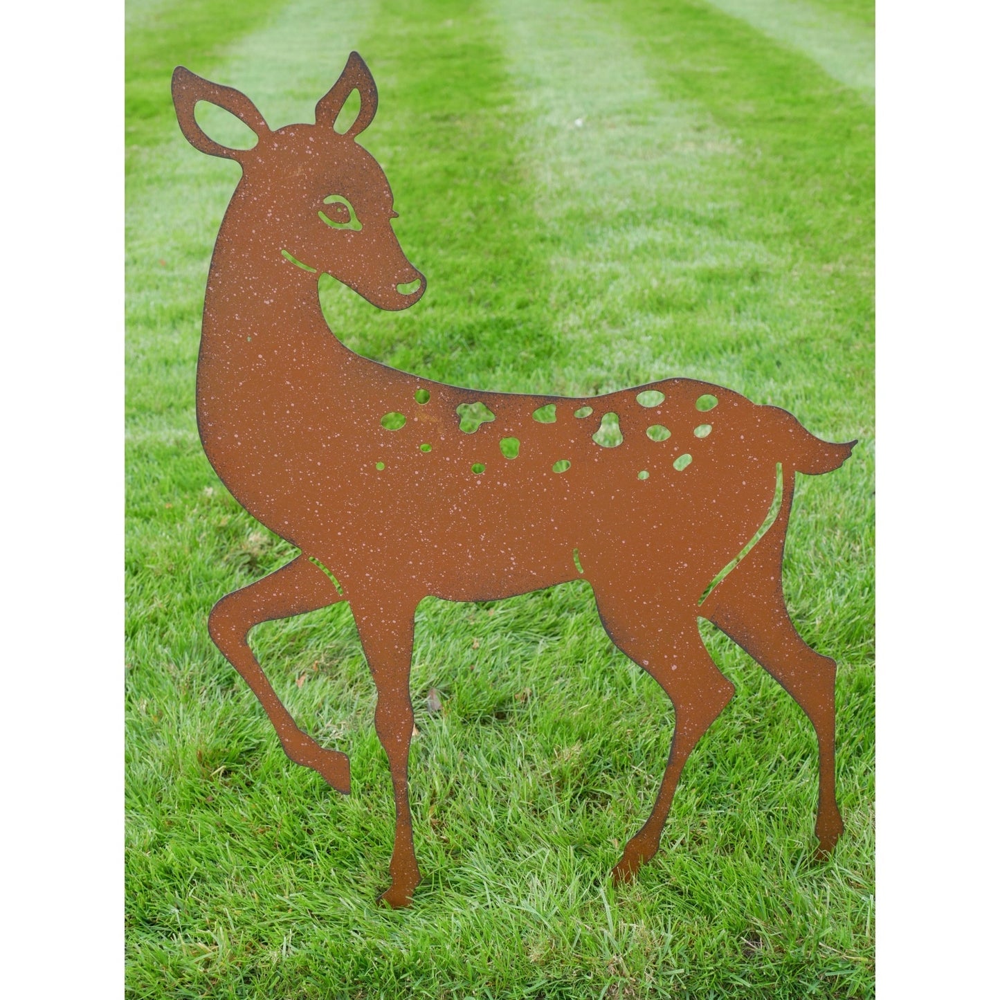Rusty Deer Stag Silhouette Freestanding Garden Animal Figure Metal 2'7"H 1'9" W