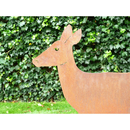 Rusty Deer Stag Silhouette Freestanding Garden Animal Figure Metal 3'3"H 5'4" W
