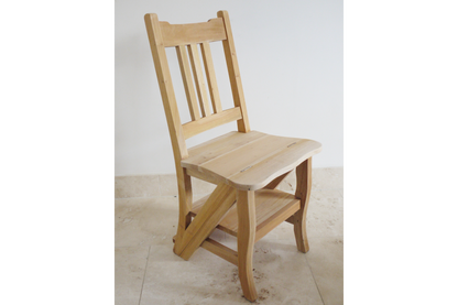Mahongany Wooden Chair & Step Library Stool Seat Bare Wood