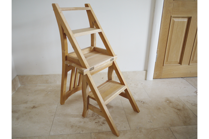Mahongany Wooden Chair & Step Library Stool Seat Bare Wood