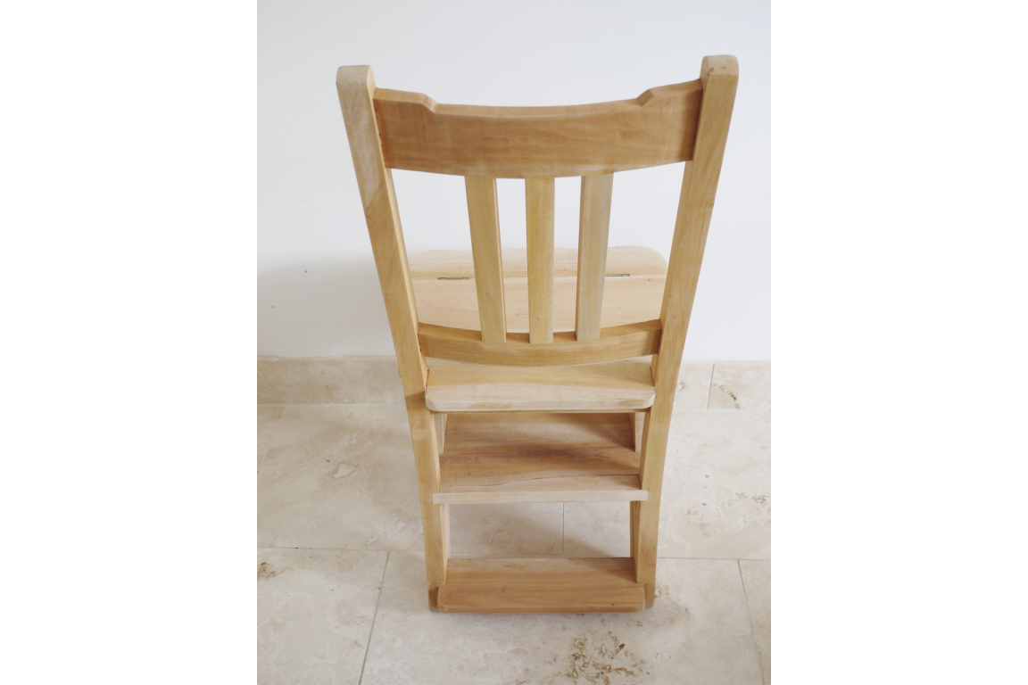 Mahongany Wooden Chair & Step Library Stool Seat Bare Wood