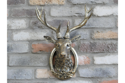 Life Like Antique Silver Stags Head With Antlers Wall Hung Deer Buck
