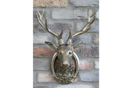 Life Like Antique Silver Stags Head With Antlers Wall Hung Deer Buck