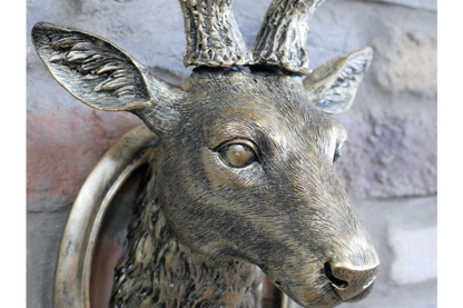 Life Like Antique Silver Stags Head With Antlers Wall Hung Deer Buck
