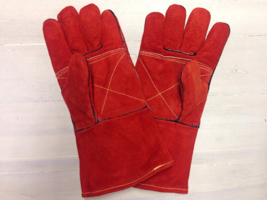 Pair Of Somerfire Red Extra Long Heat Resistant Fireside Stove Gloves