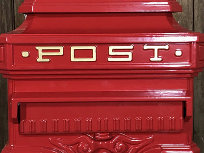 Royal Red Cast Aluminium Tall Pillar Mailbox Post Letter Box