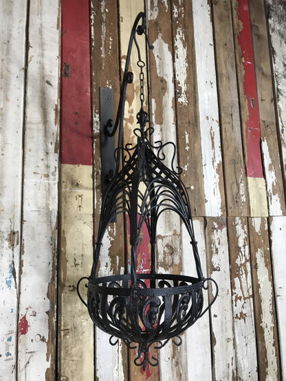 11” Small Black French Style Wrought Iron Hanging Basket New