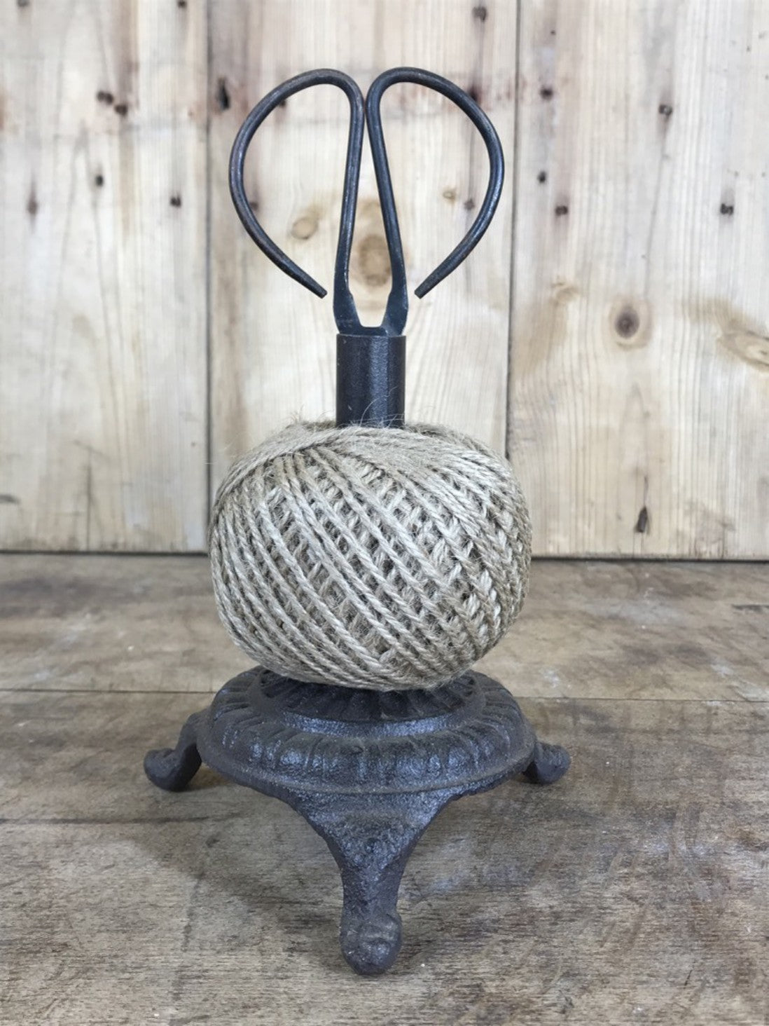 Useful cast iron string holder with ball of string & scissors ...