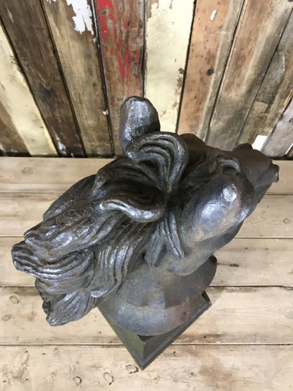 Large Life Like Cast Iron Rusty Horse Head With Flowing Mane Large 31”