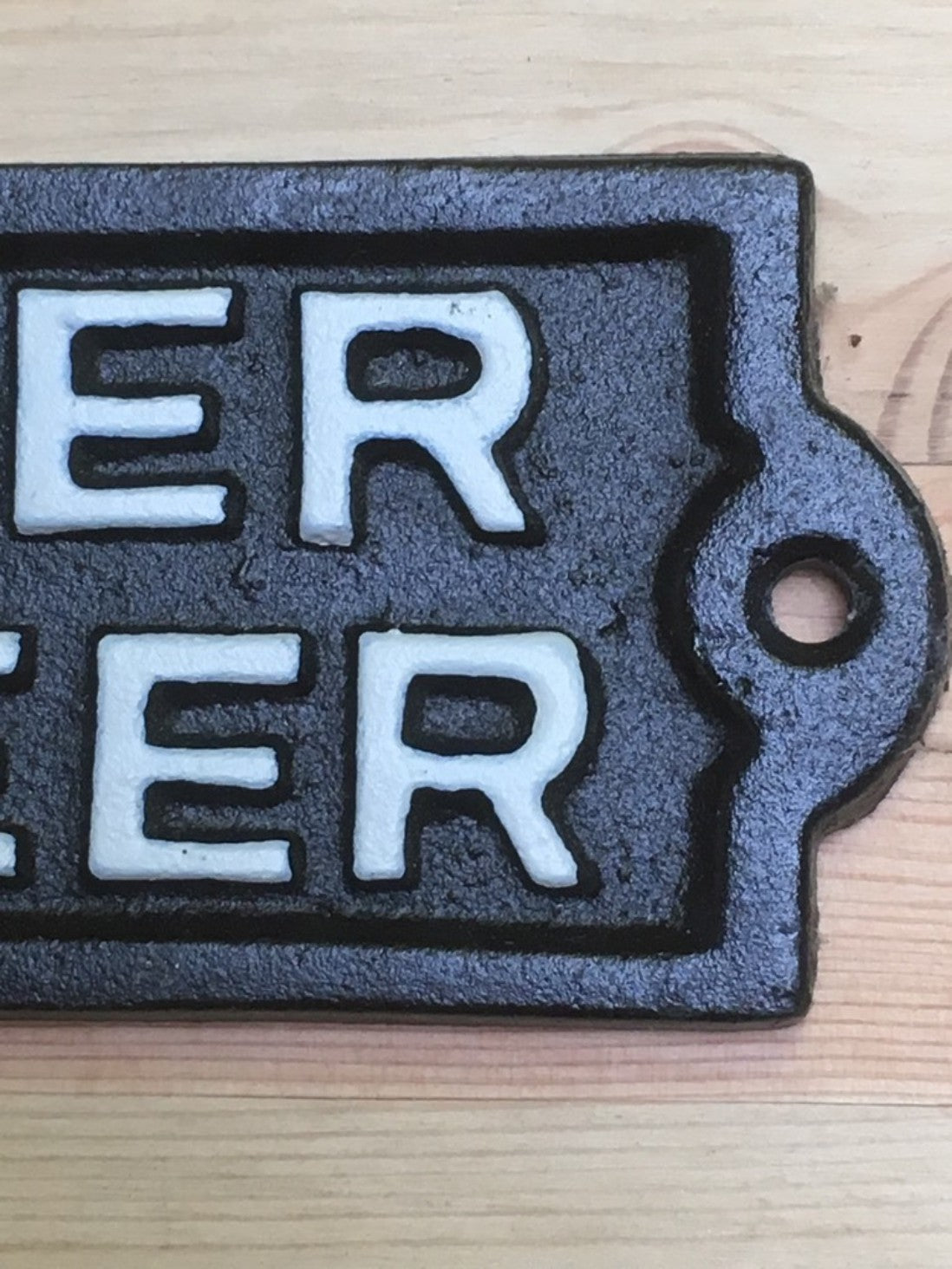 Cast Iron Wall Sign "SAVE WATER DRINK BEER" Black With White Text