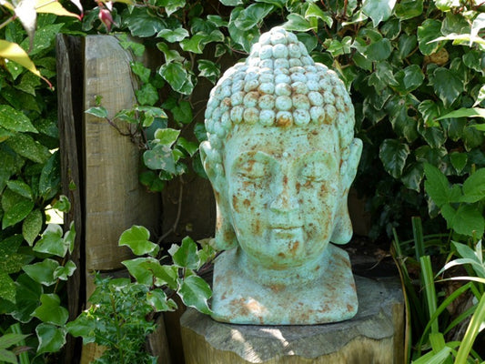 Buddha Head Antique Blue 19"