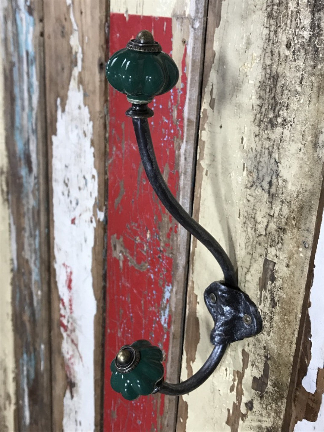 Double Wrought Iron Hook With Double Porcelain Ends New Lovely wall hook