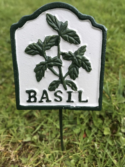 Garden Herb Sign “BASIL” Cast Iron Herb Marker