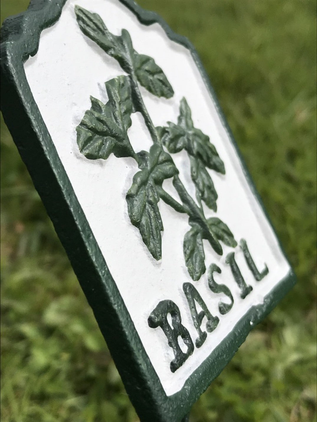Garden Herb Sign “BASIL” Cast Iron Herb Marker