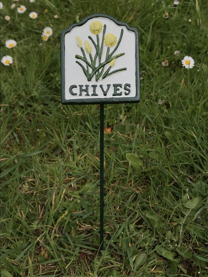 Garden Herb Sign “”CHIVES” Cast Iron Herb Marker