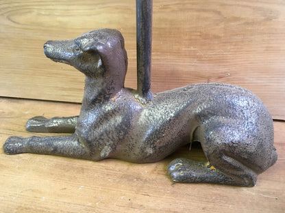Whippet / Greyhound Dog Cast Iron Door Stop With Long Handle 18” Tall