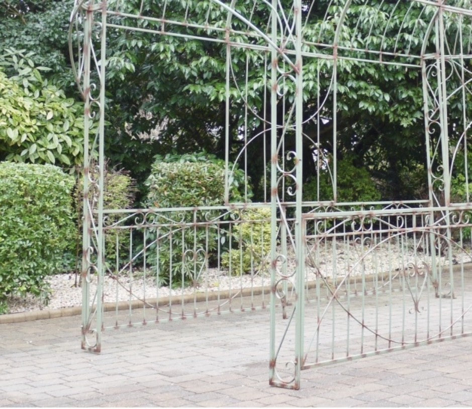 3.5m x 4.6m Large Green Garden Gazebo Walkway Metal Archway Wrought Iron Style