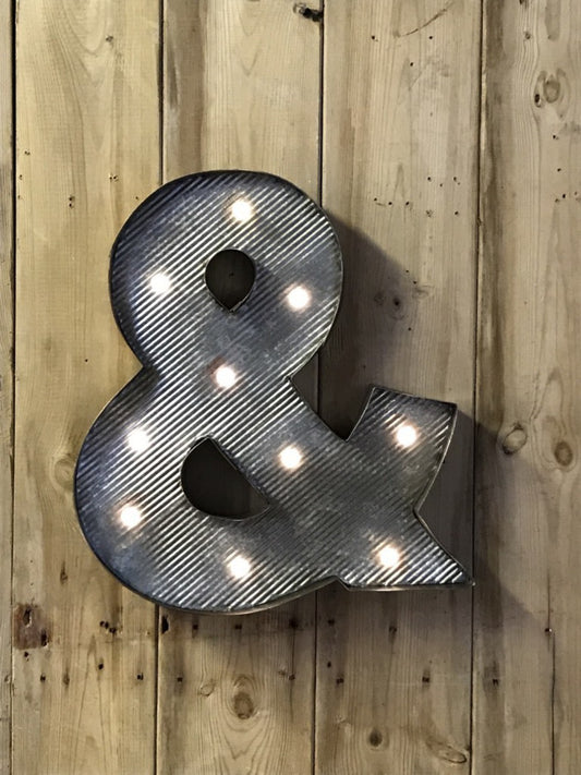 & And Sign Ampersand LED Galvanized Style Tin Metal Fairground Style Letter