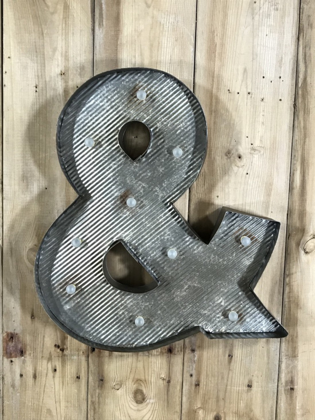 & And Sign Ampersand LED Galvanized Style Tin Metal Fairground Style Letter