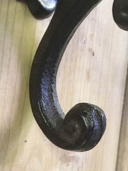Double Cast Iron Coat Hook With Rosette Back Black