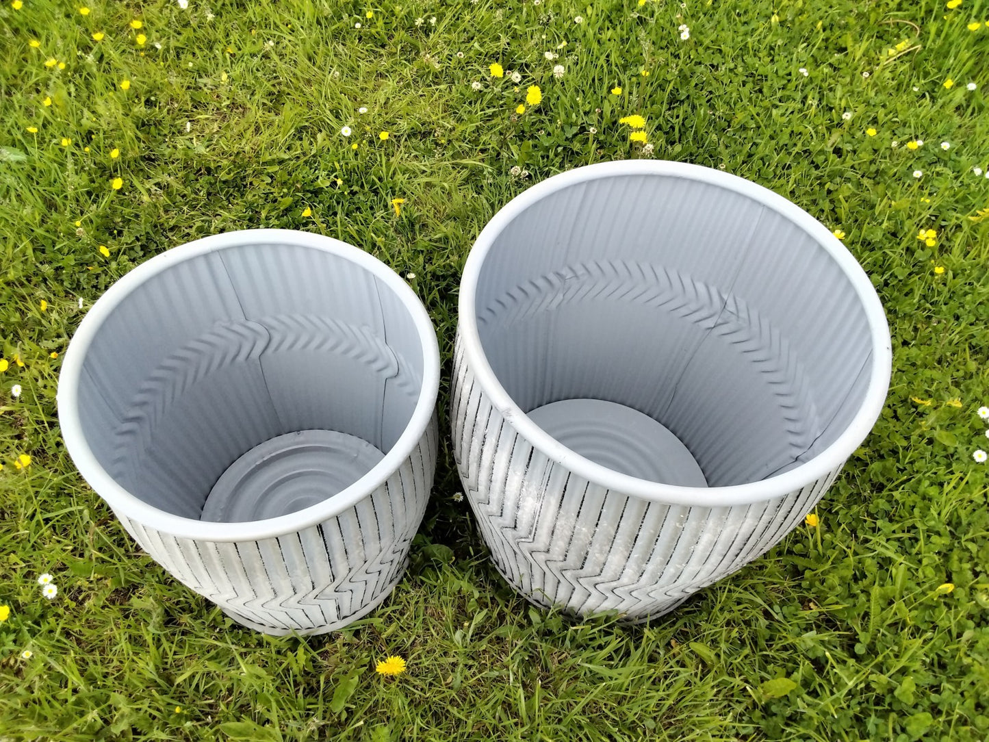 Vintage Style Grey Galvanised Dolly Tub New Set of 2 Large & Small Stackable