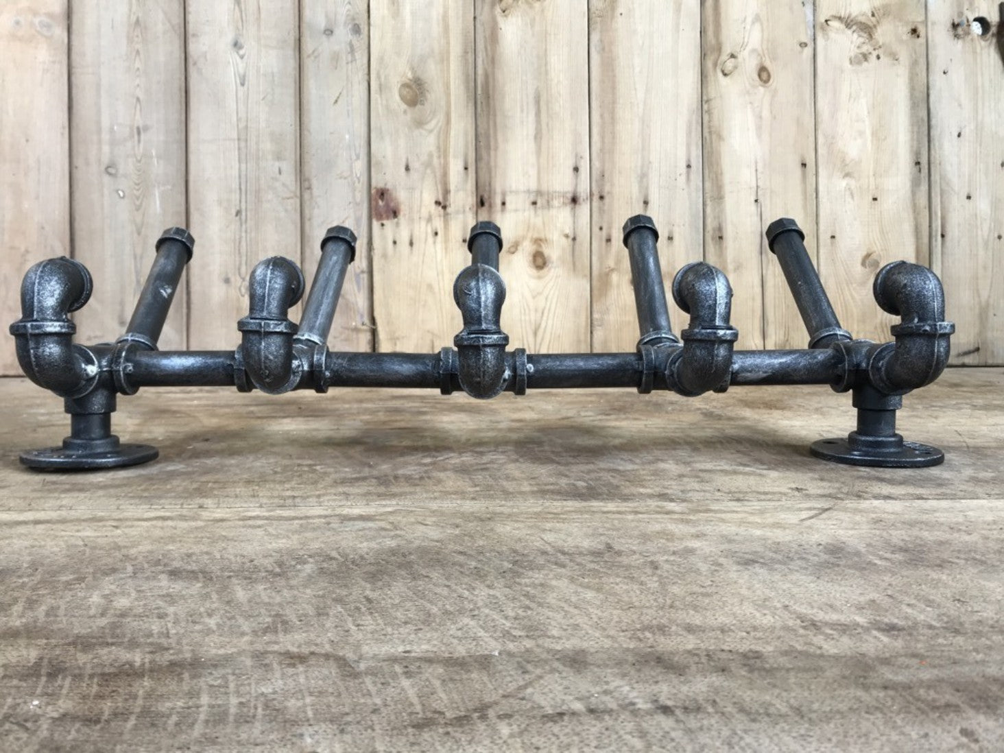 29cm by 59cm five double coat hooks made from industrial style water pipes wall mounted Somerset Shop