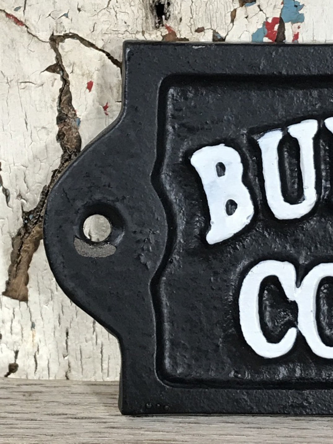 Funny Rude Black & White Wall Sign Cast Iron “BULLSH T CORNER”