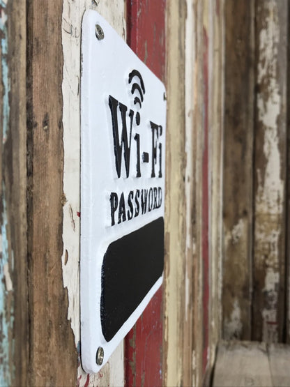 “Wi-Fi Password” White & Black Wall House Office Pub Resturant Sign Cast Iron