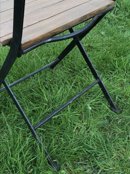 Folding Bistro Garden Patio Wrought Iron & Timber Chair