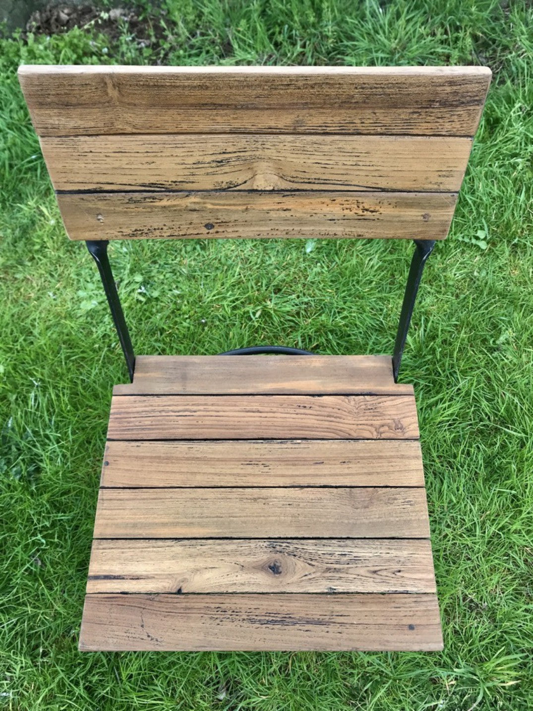 Folding Bistro Garden Patio Wrought Iron & Timber Chair