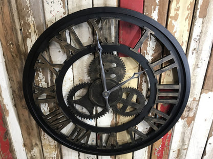 Large Kitchen House Wood & Metal Roman Numerals Wall Clock 2'8"