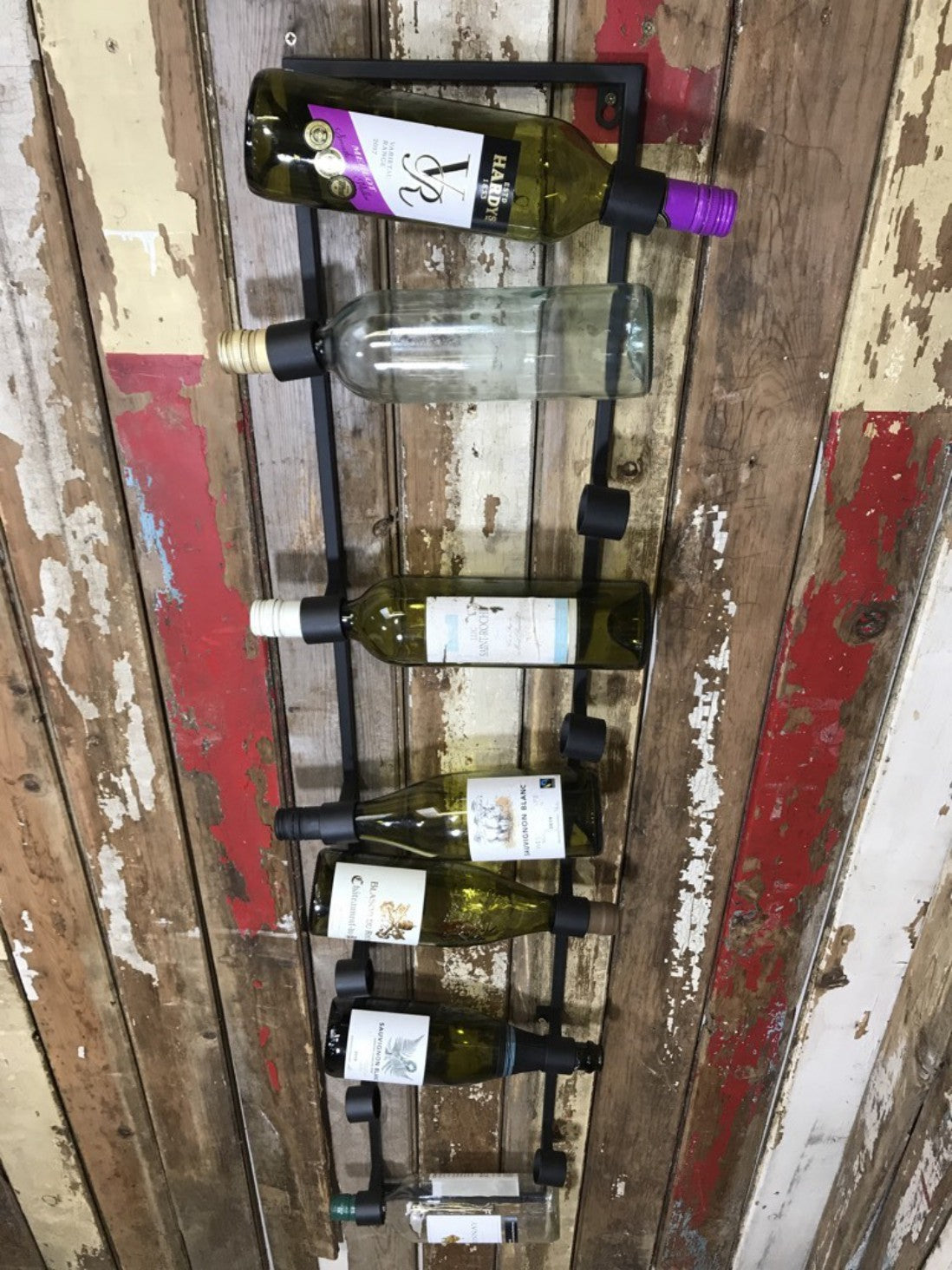 12 Bottle Wine Metal Wall Hanging Rack Holder Industrial Style Steel 135cm Tall