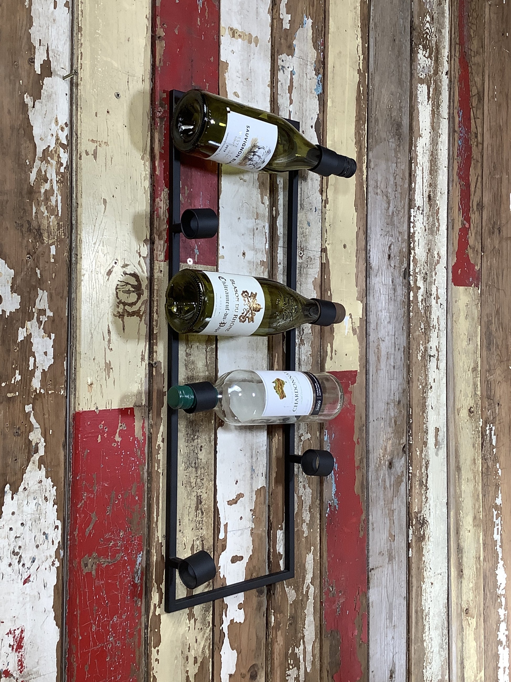 Wine Bottle Metal Wall Hanging Rack Holder Industrial Style 69cm