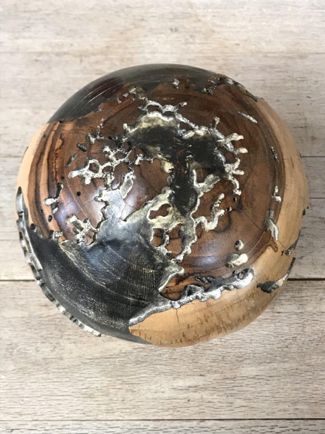 Stunning Solid Wood Spinning World Globe Ornament Fantastic Hand Carved