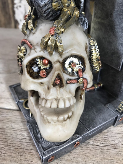 Steampunk Skulls With Dragons Bookends Fantastic Amazing Detail Quirky Bookends