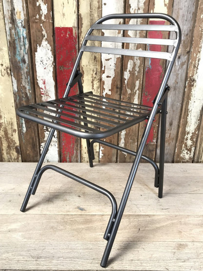 Dark Grey Charcoal Folding Metal Chair New Indoor or Outdoor